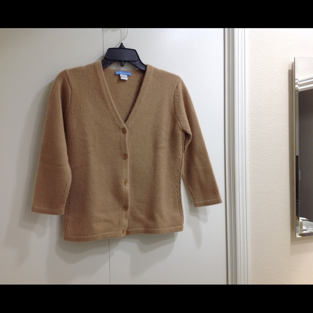 White + Warren Tan Cashmere Cardigan